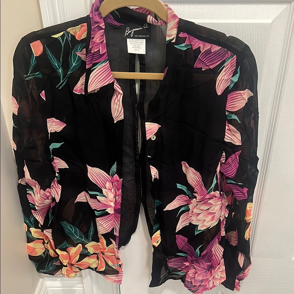 Black and Pink Floral Button Up top by Benjamin A